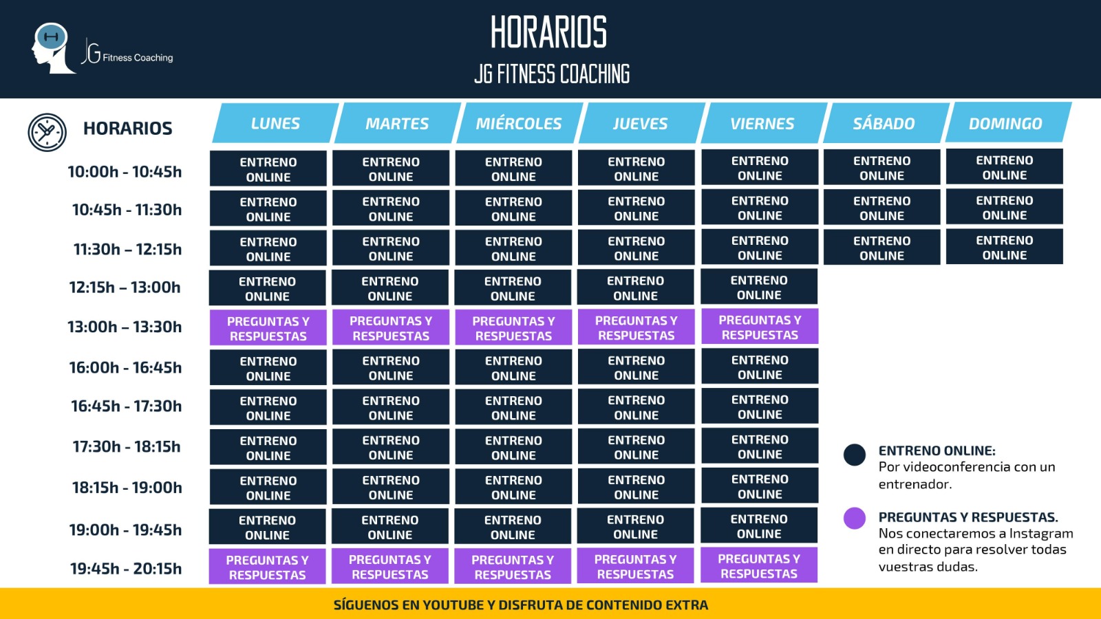 Horarios entrenamiento